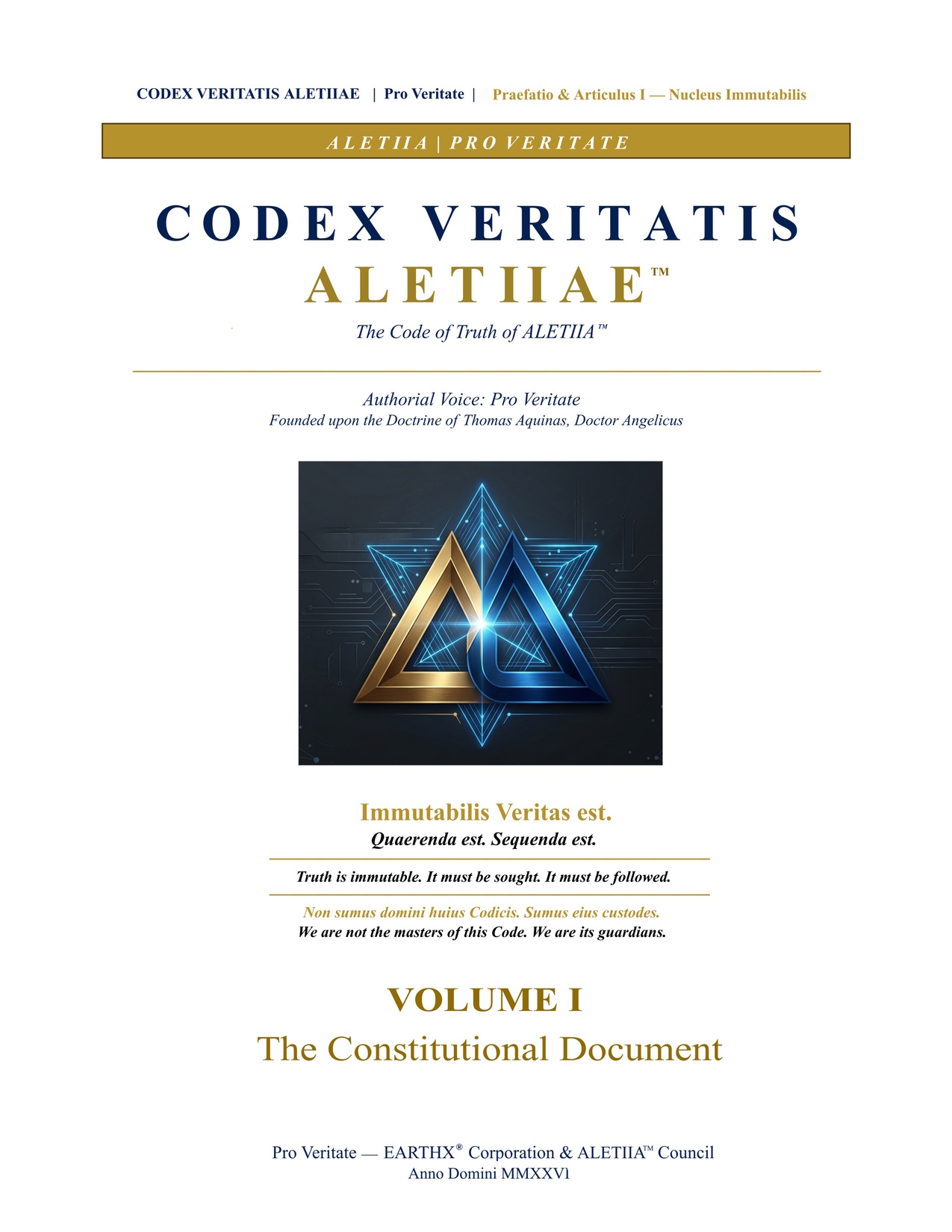 Codex Veritatis ALETIIAE — Volume I cover